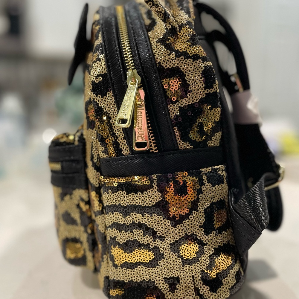Disney Parks Loungefly Leopard Sequin Mini Backpack New Without Tag - Picture 6 of 7